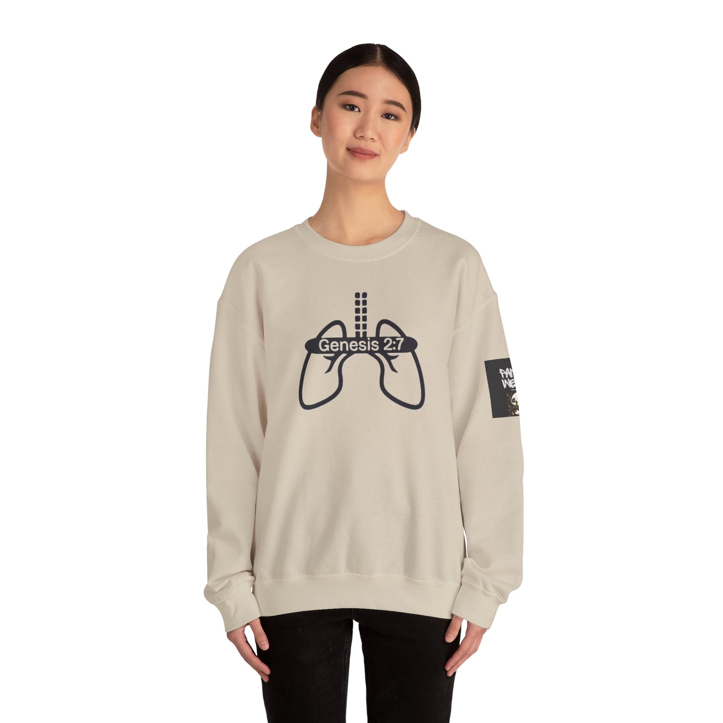 Crewneck Sweatshirt 'Genesis 2:7' Graphic – Faith-Inspired Minimalist Pullover