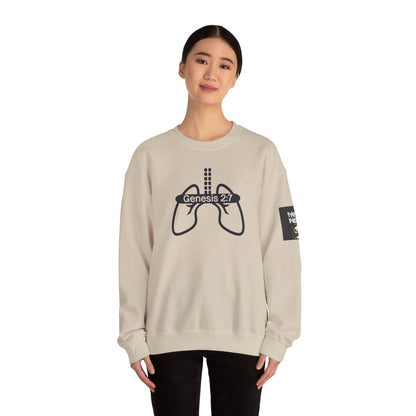 Crewneck Sweatshirt 'Genesis 2:7' Graphic – Faith-Inspired Minimalist Pullover