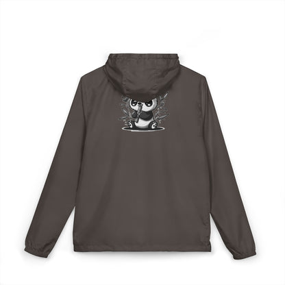 Panda & Bamboo Windbreaker Jacket — Cute Black Panda Graphic Full‑Zip Hooded Shell