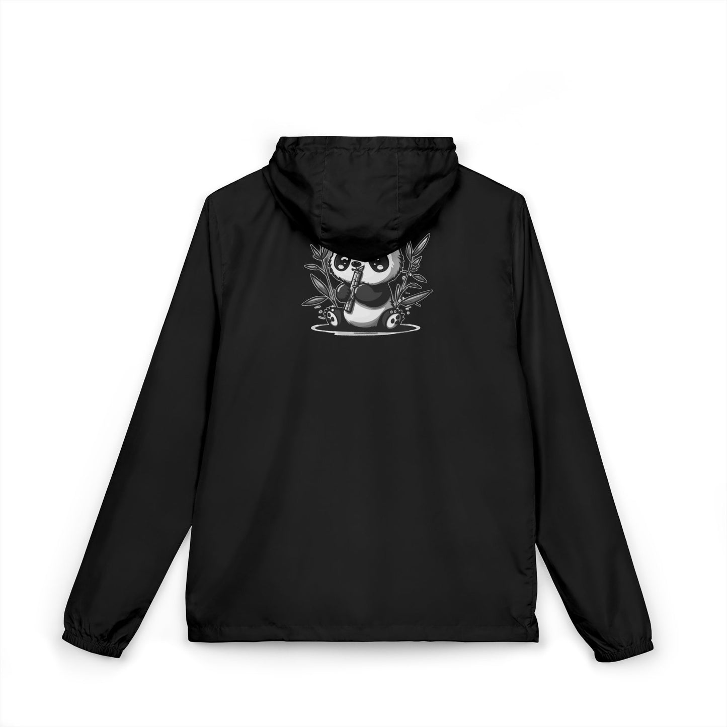 Panda & Bamboo Windbreaker Jacket — Cute Black Panda Graphic Full‑Zip Hooded Shell