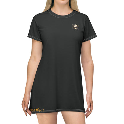 Panda Wear Gold and Black T-Shirt Dress
