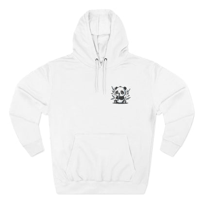 Embroidered Panda Heart Chest Hoodie — Cute Minimal Animal Graphic Pullover