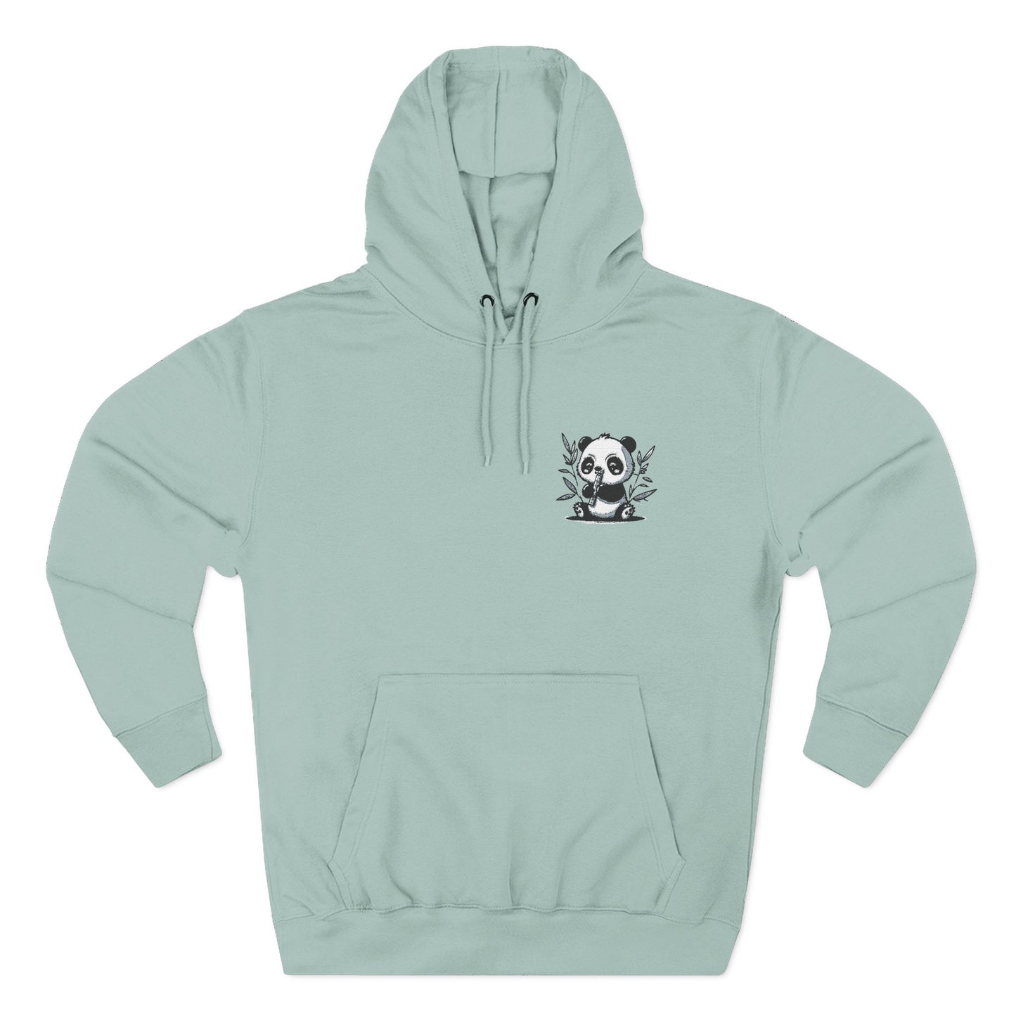 Embroidered Panda Heart Chest Hoodie — Cute Minimal Animal Graphic Pullover