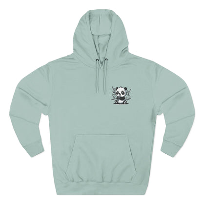 Embroidered Panda Heart Chest Hoodie — Cute Minimal Animal Graphic Pullover