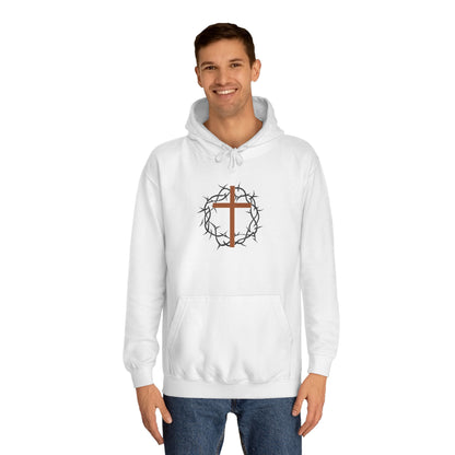 Christian Cross Hoodie with Crown of Thorns – Faith-Based College Pullover