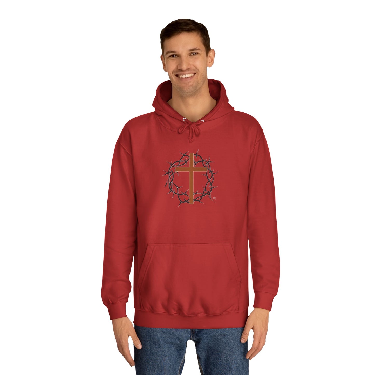 Christian Cross Hoodie with Crown of Thorns – Faith-Based College Pullover