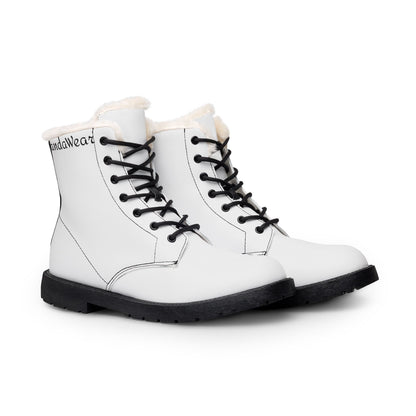 Fur-Lined Leather Boots — Cute Panda Logo