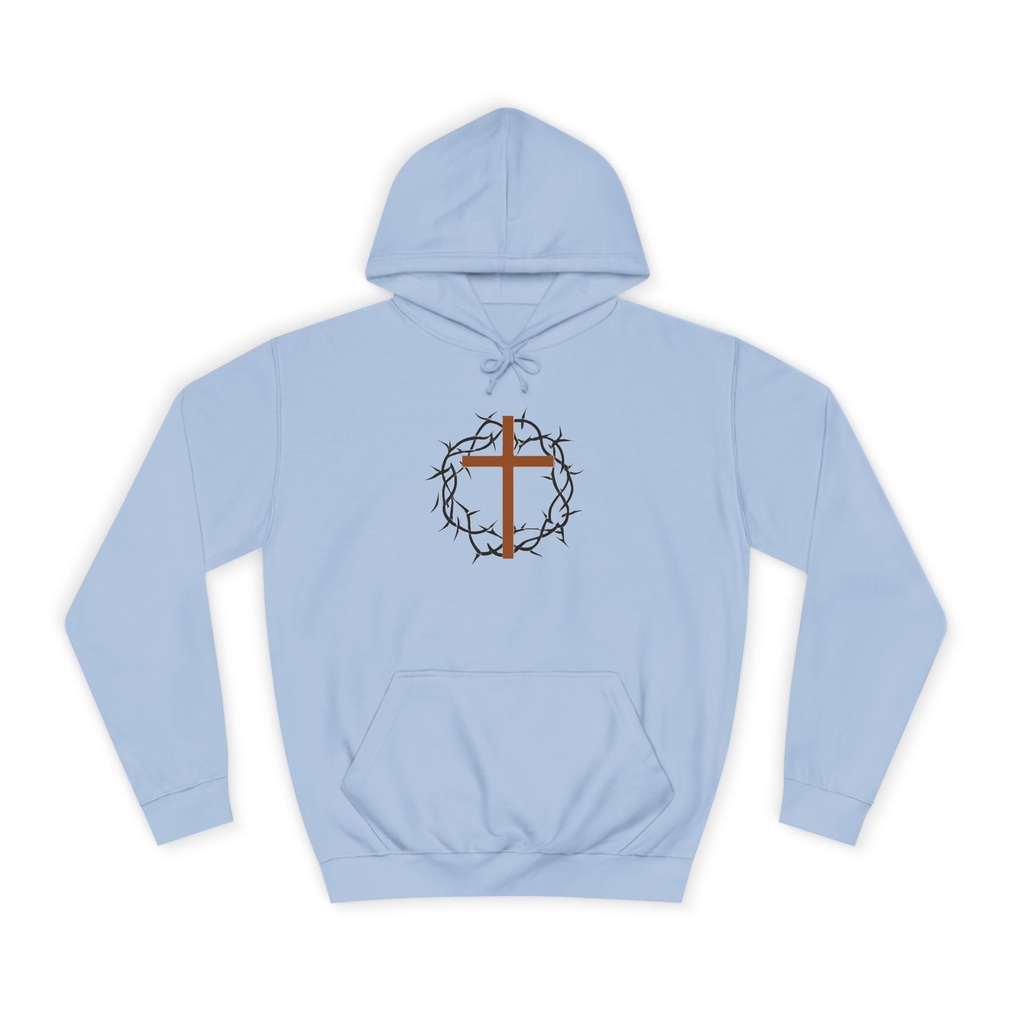 Christian Cross Hoodie with Crown of Thorns – Faith-Based College Pullover