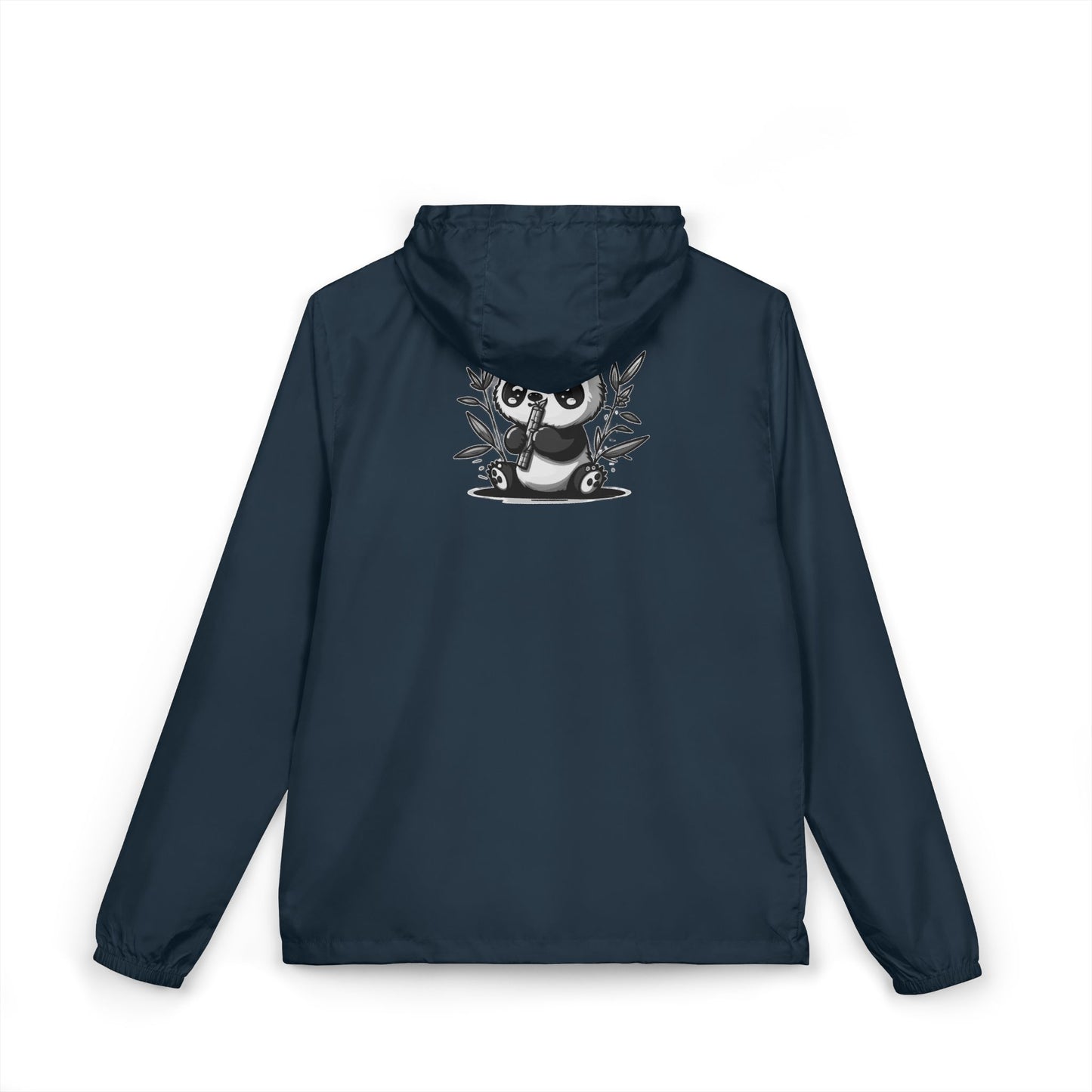 Panda & Bamboo Windbreaker Jacket — Cute Black Panda Graphic Full‑Zip Hooded Shell