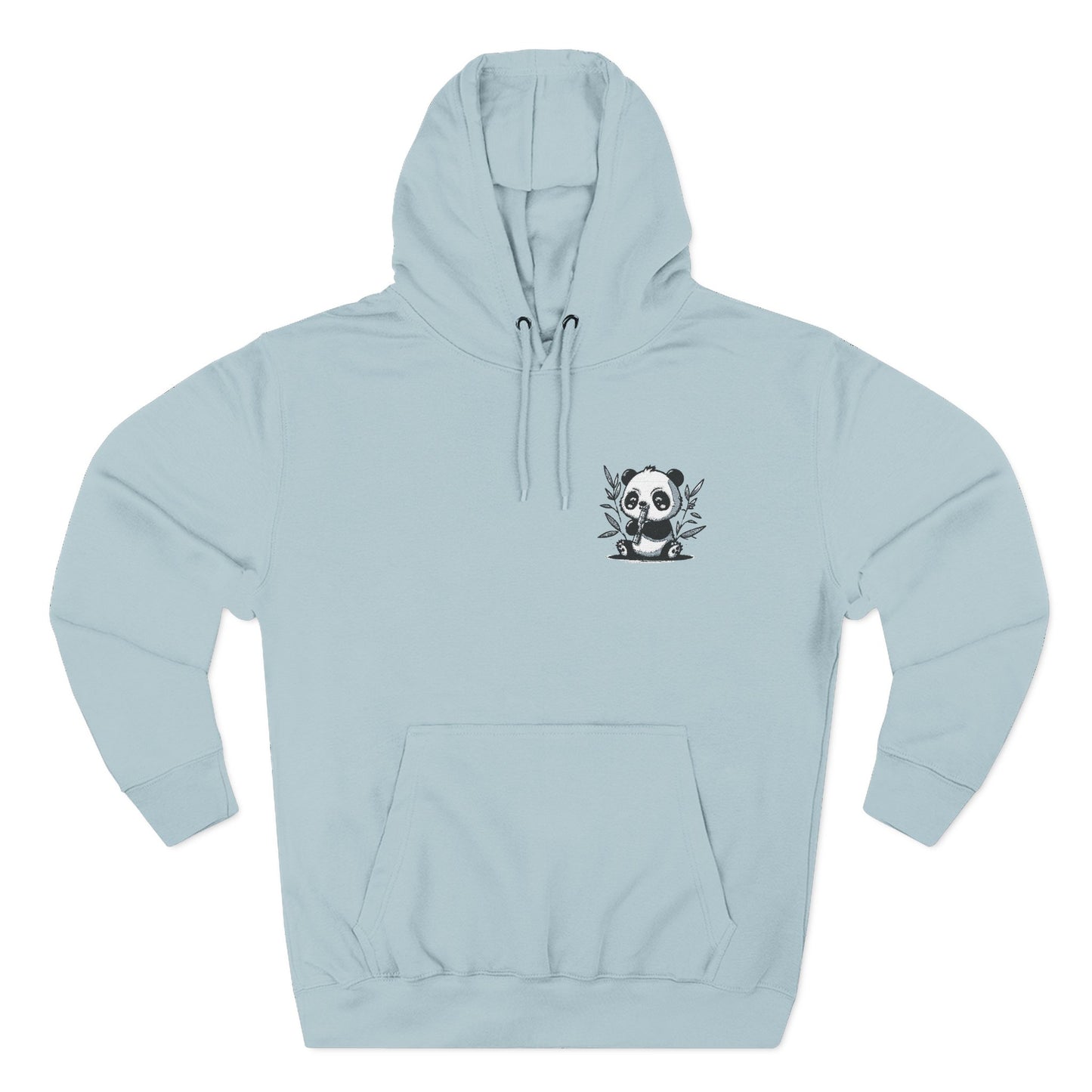 Embroidered Panda Heart Chest Hoodie — Cute Minimal Animal Graphic Pullover