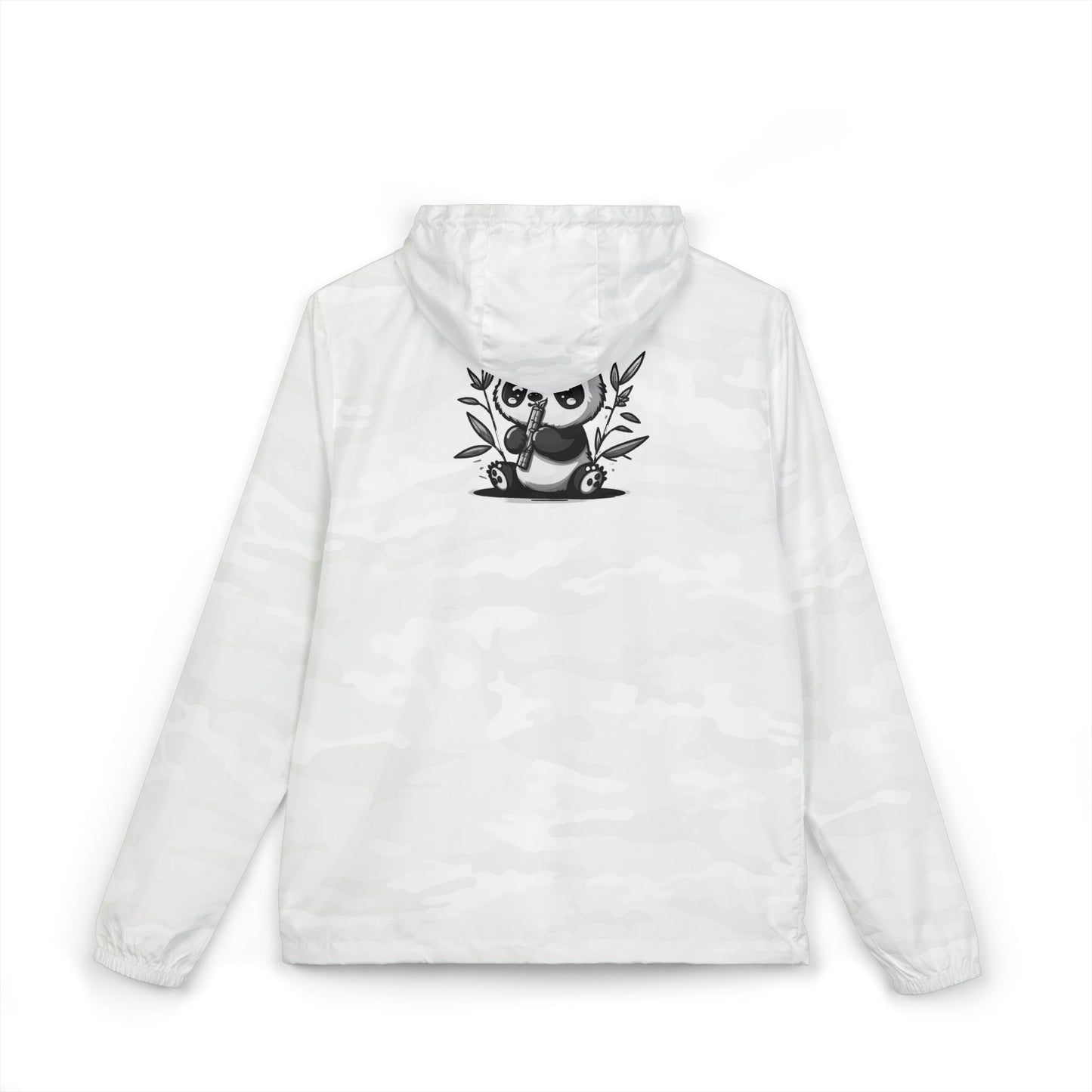 Panda & Bamboo Windbreaker Jacket — Cute Black Panda Graphic Full‑Zip Hooded Shell