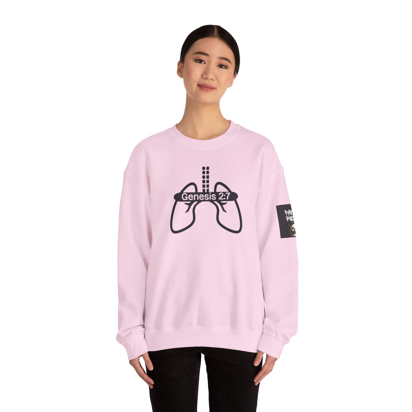Crewneck Sweatshirt 'Genesis 2:7' Graphic – Faith-Inspired Minimalist Pullover