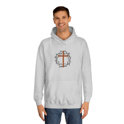 Christian Cross Hoodie with Crown of Thorns – Faith-Based College Pullover