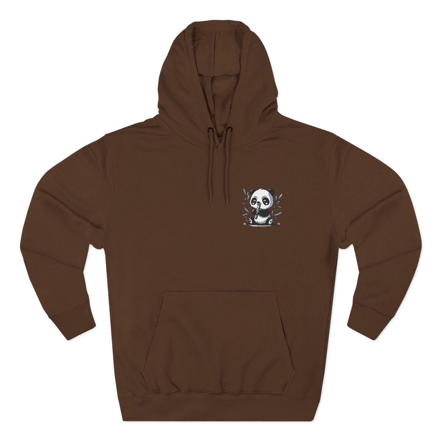 Embroidered Panda Heart Chest Hoodie — Cute Minimal Animal Graphic Pullover