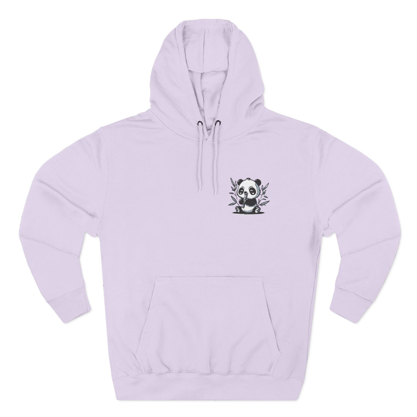 Embroidered Panda Heart Chest Hoodie — Cute Minimal Animal Graphic Pullover