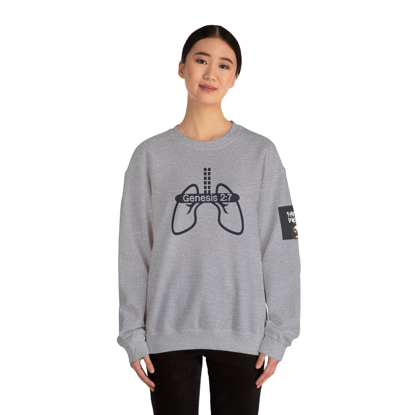 Crewneck Sweatshirt 'Genesis 2:7' Graphic – Faith-Inspired Minimalist Pullover