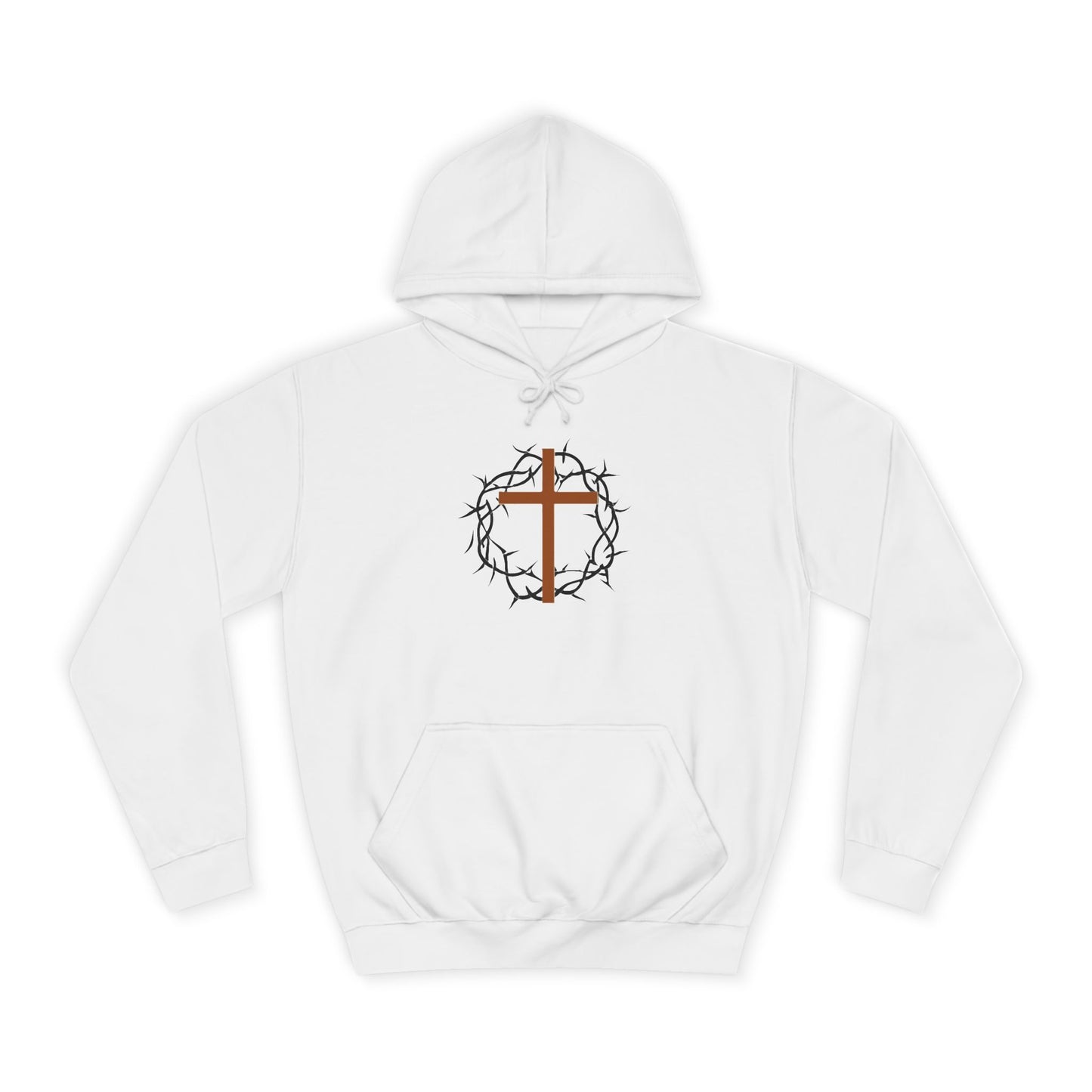 Christian Cross Hoodie with Crown of Thorns – Faith-Based College Pullover