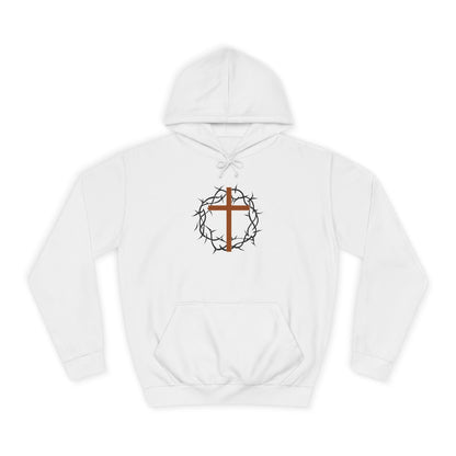 Christian Cross Hoodie with Crown of Thorns – Faith-Based College Pullover