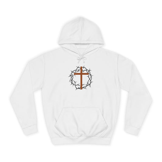 Christian Cross Hoodie with Crown of Thorns – Faith-Based College Pullover