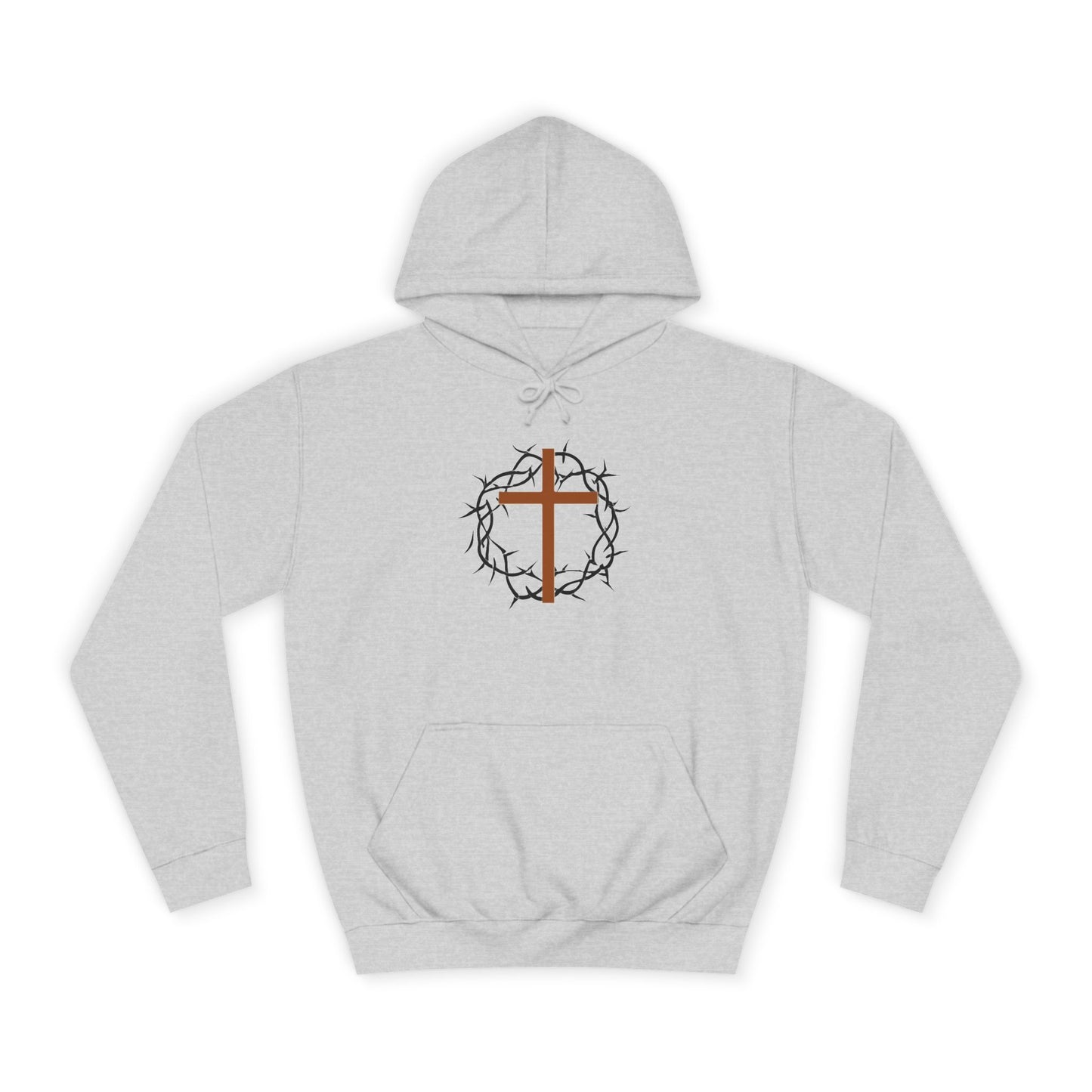 Christian Cross Hoodie with Crown of Thorns – Faith-Based College Pullover