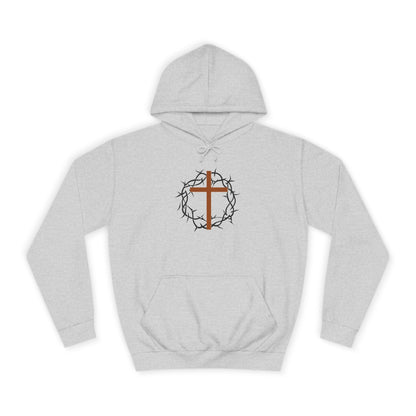 Christian Cross Hoodie with Crown of Thorns – Faith-Based College Pullover