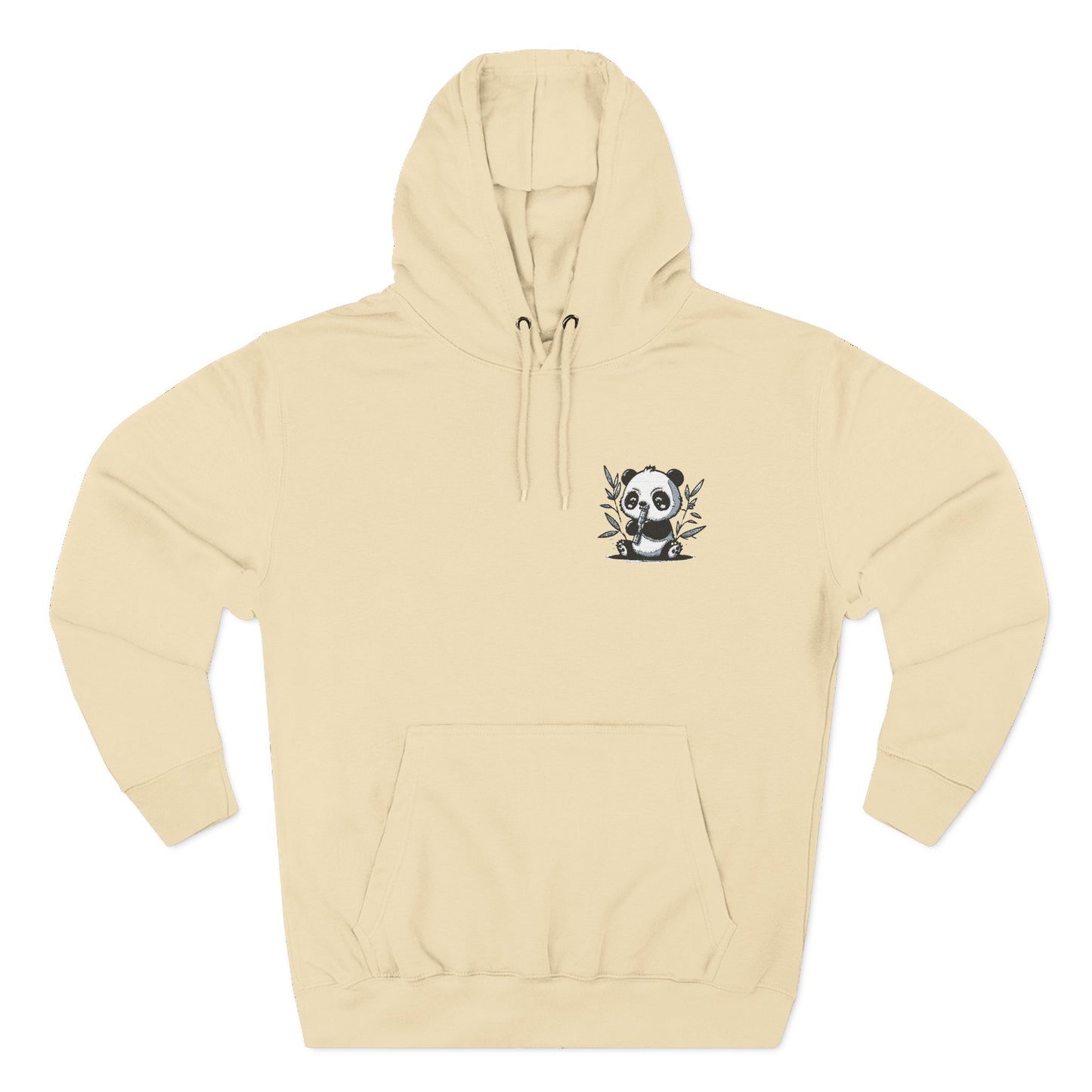 Embroidered Panda Heart Chest Hoodie — Cute Minimal Animal Graphic Pullover
