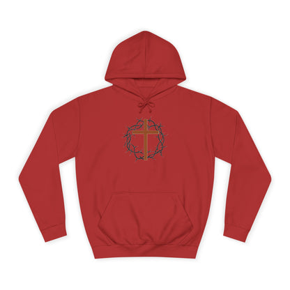 Christian Cross Hoodie with Crown of Thorns – Faith-Based College Pullover