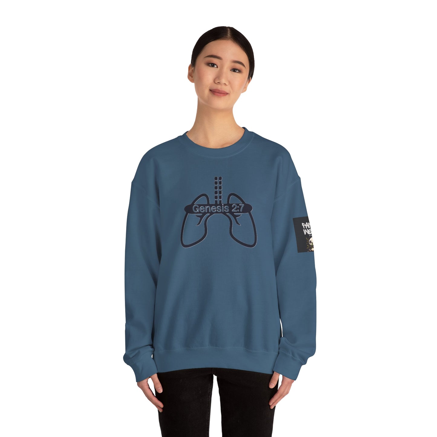 Crewneck Sweatshirt 'Genesis 2:7' Graphic – Faith-Inspired Minimalist Pullover