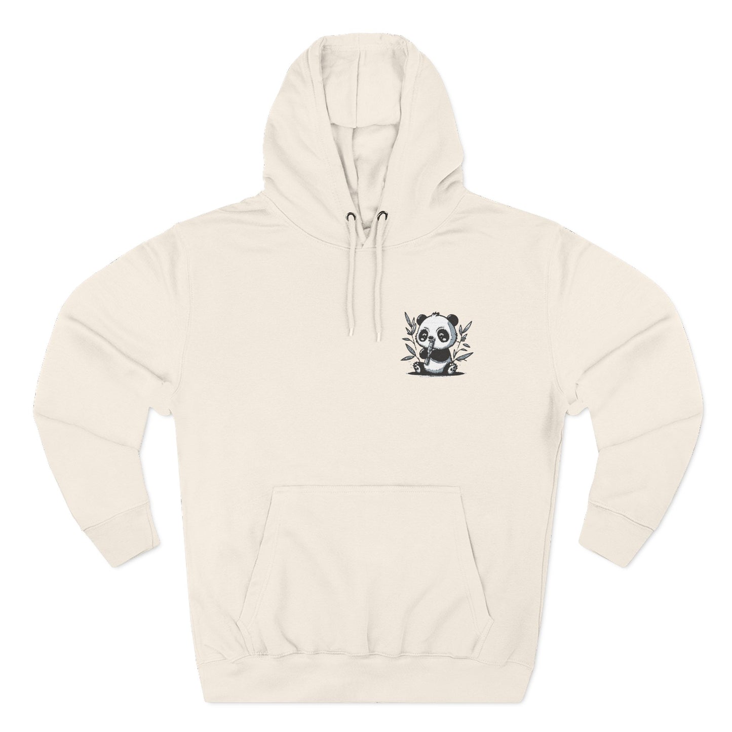 Embroidered Panda Heart Chest Hoodie — Cute Minimal Animal Graphic Pullover