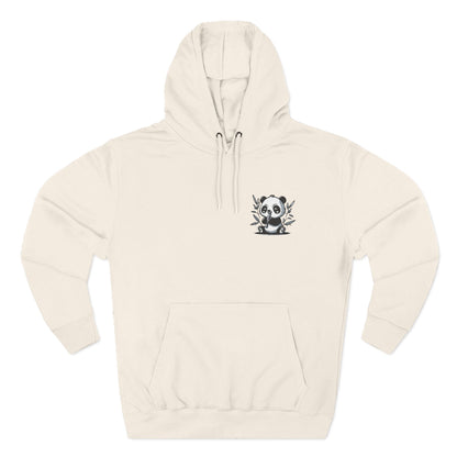 Embroidered Panda Heart Chest Hoodie — Cute Minimal Animal Graphic Pullover