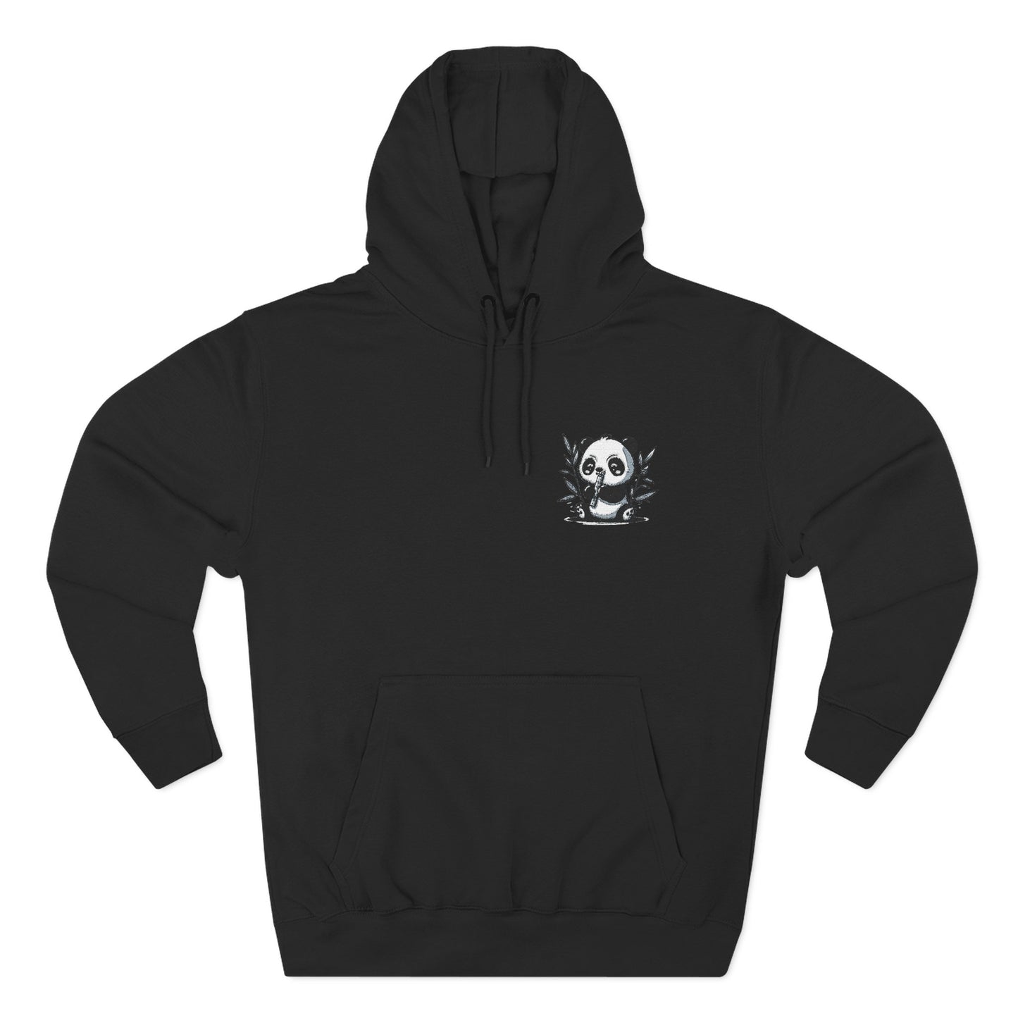 Embroidered Panda Heart Chest Hoodie — Cute Minimal Animal Graphic Pullover