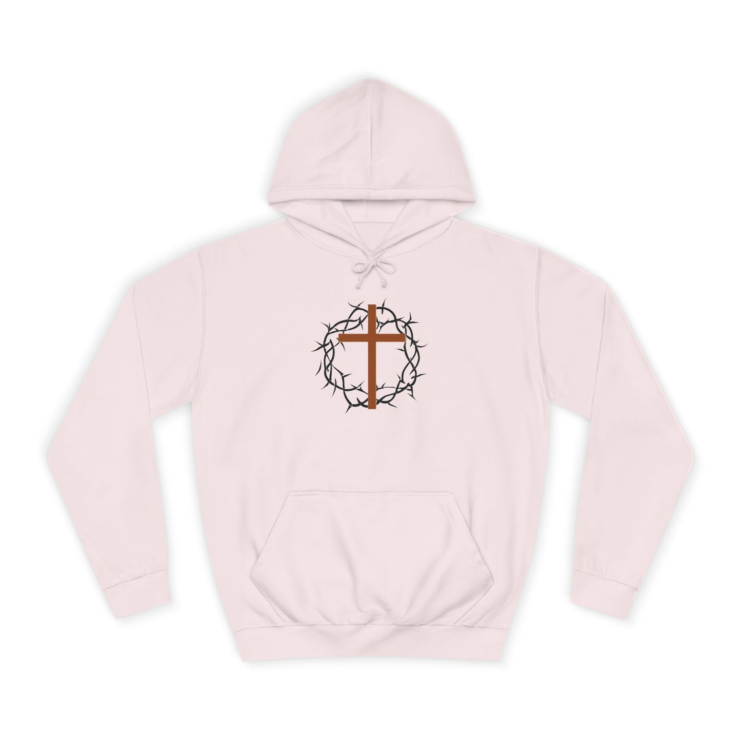 Christian Cross Hoodie with Crown of Thorns – Faith-Based College Pullover