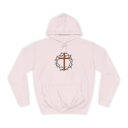 Christian Cross Hoodie with Crown of Thorns – Faith-Based College Pullover
