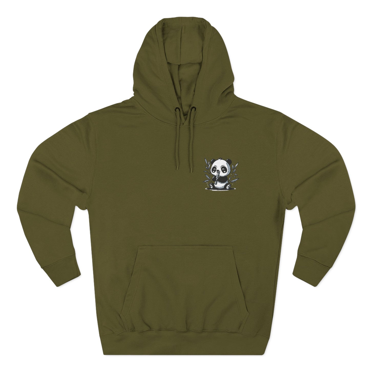 Embroidered Panda Heart Chest Hoodie — Cute Minimal Animal Graphic Pullover