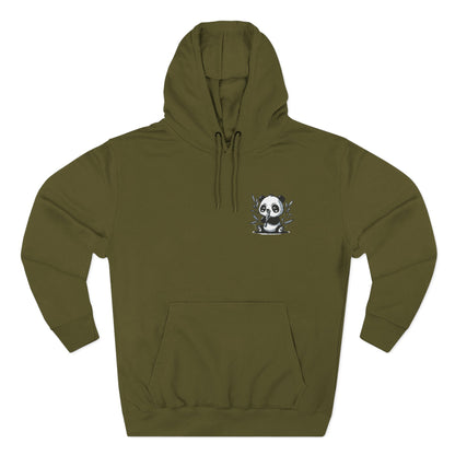 Embroidered Panda Heart Chest Hoodie — Cute Minimal Animal Graphic Pullover