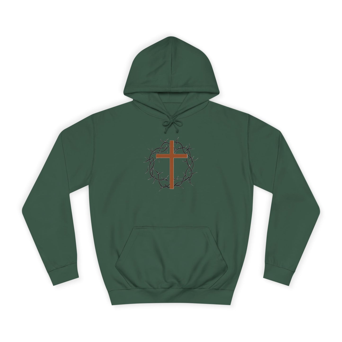 Christian Cross Hoodie with Crown of Thorns – Faith-Based College Pullover