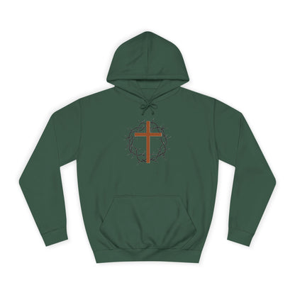 Christian Cross Hoodie with Crown of Thorns – Faith-Based College Pullover